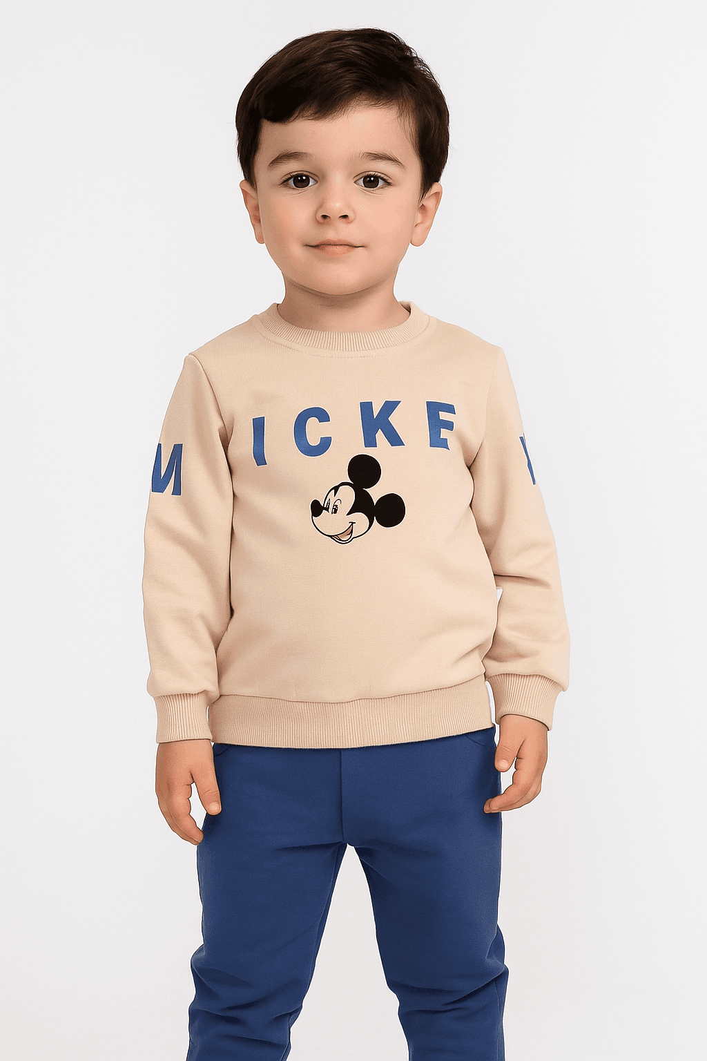 Erkek Çocuk Mevsimlik Mickey Baskılı 2-3-4-5-6 Yaş Bisiklet Yakalı Eşofman Kreş Takımı R585