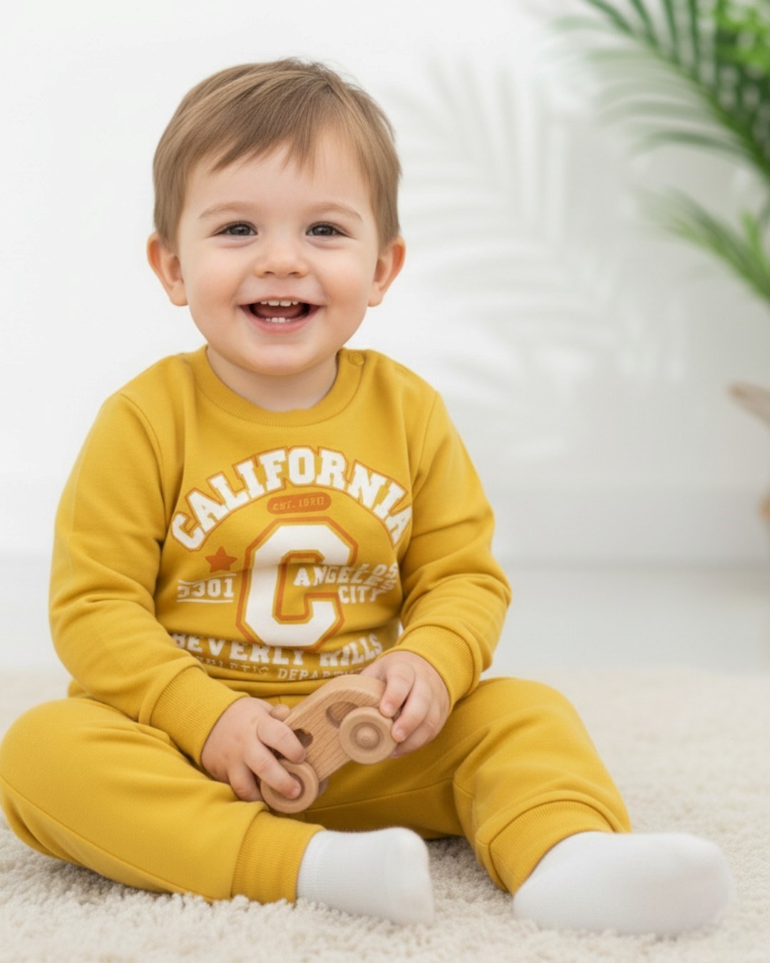 Erkek Bebek California Baskılı, Mevsimlik İnce Yumuşacık Günlük 3-6-9-12-18-24 Ay Takım R1146