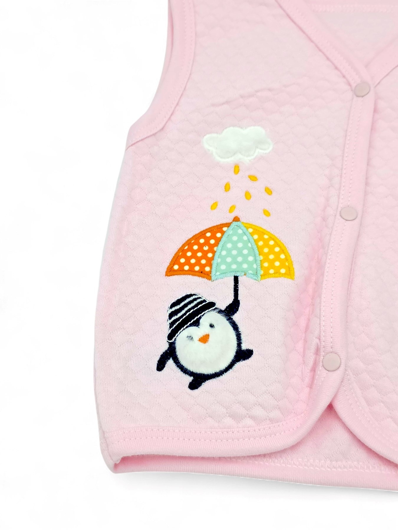 YENİ DOĞAN BEBEK 0-3-6-9-12 AY PENGUEN VE BALON DETAYLI YELEK R1902