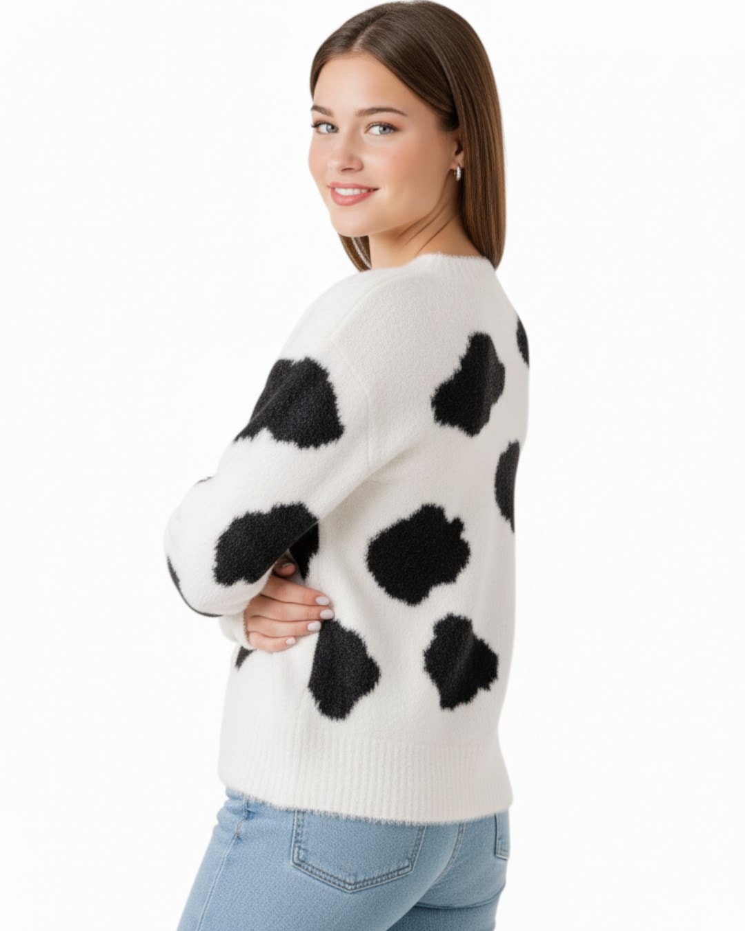 Kız Çocuk Tüylü Triko Hırka, 9-10-11-12-13-14-15 Yaş, Taş İşlemeli Düğmeli Hırka R2332