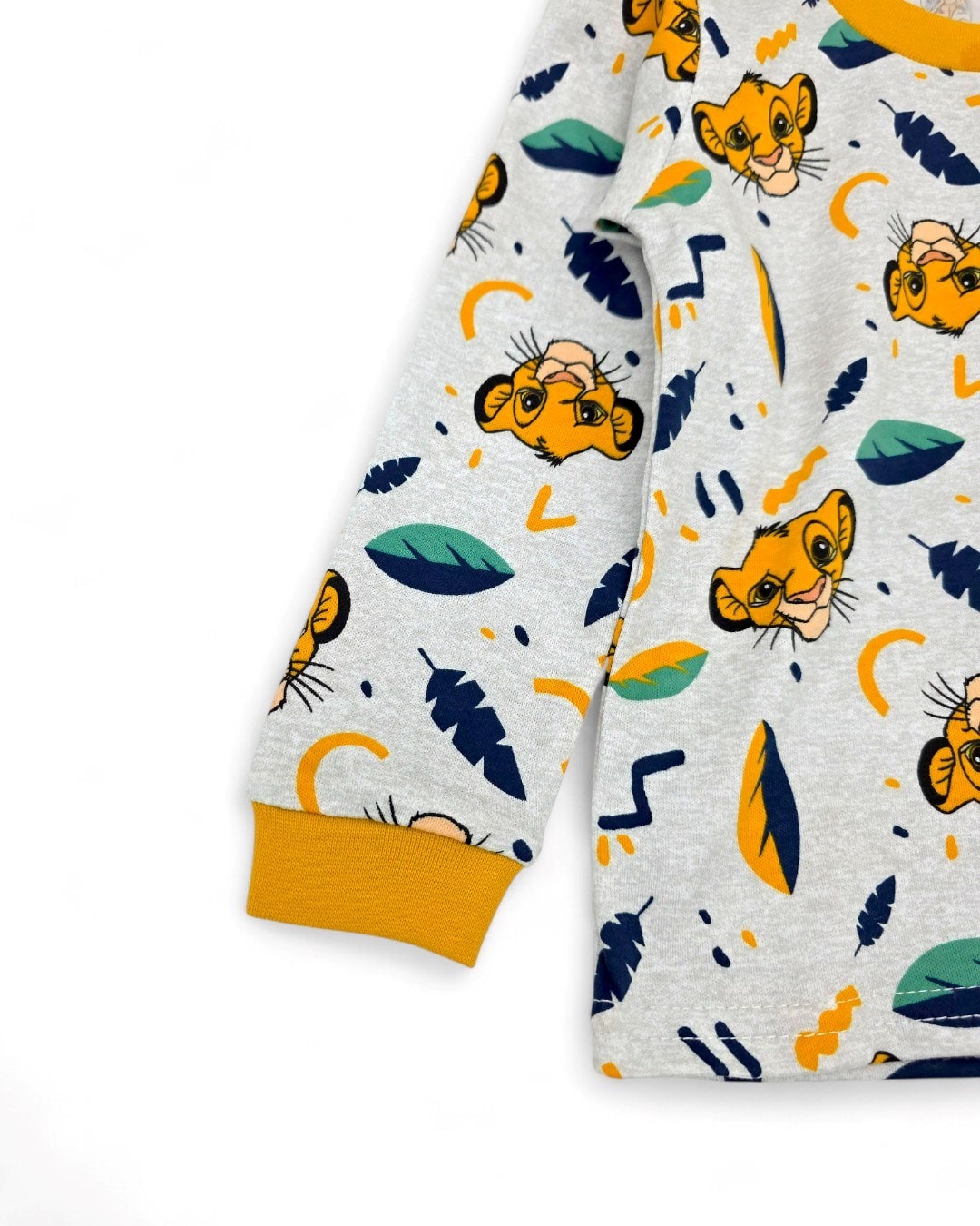 Erkek Bebek Aslan Kral Baskılı Mevsimlik %100 Pamuklu Bisiklet Yakalı Gecelik Pijama Takımı 0-6 Yaş R2253 