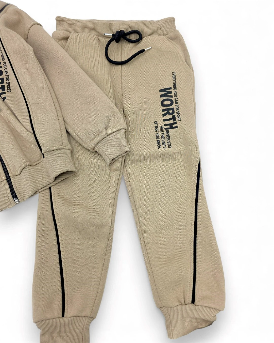 Erkek Çocuk Kışlık 3 İp Şardonlu Fermuarlı Ceketli 2'li Alt Üst Eşofman Takımı 6-13 Yaş R2412