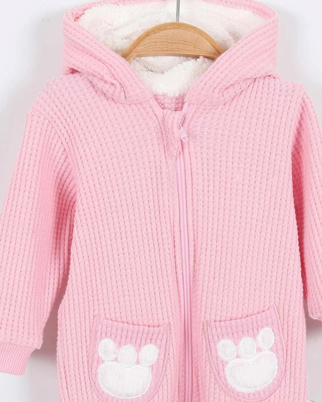 Kız Bebek Sydney Kumaş Kulak Detaylı Orta Kalınlıkta Fermuarlı Kışlık Tulum 6-9-12-18 Ay R1325