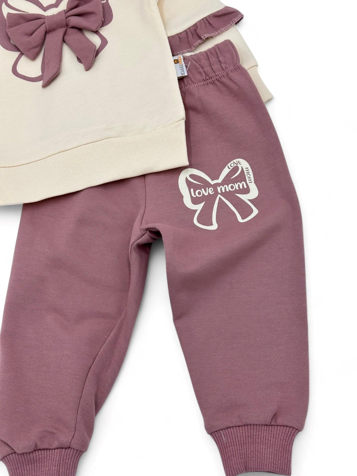 Kız Bebek Fiyonk Aksesuarlı Mevsimlik Dantel Yakalı 6-9-12-18-24 Ay Bebek Takımı R1484