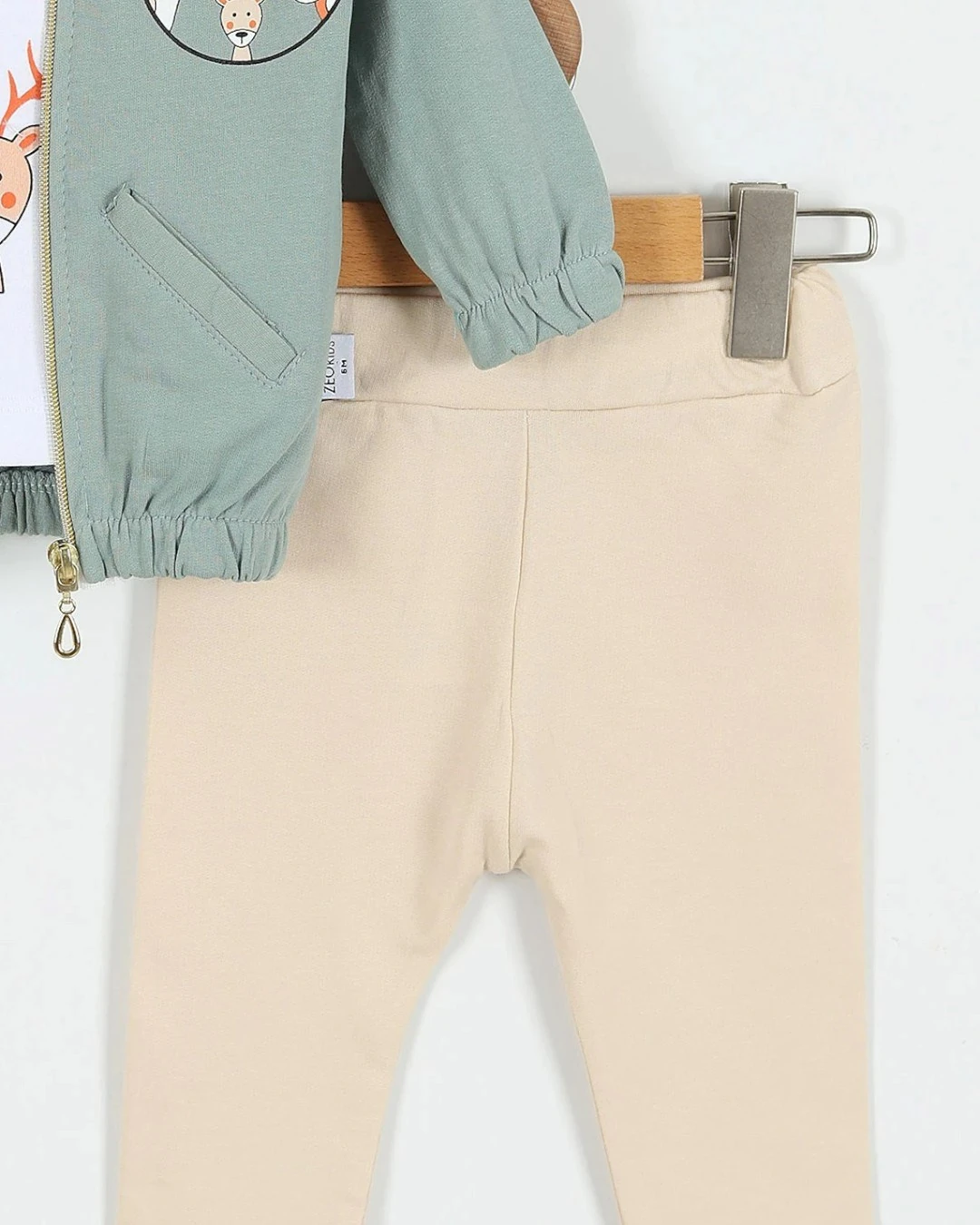 Erkek Bebek Mevsimlik 3-6-9-12-18 Aylık Hırkalı 3 Parça Alt Üst Takım R2229