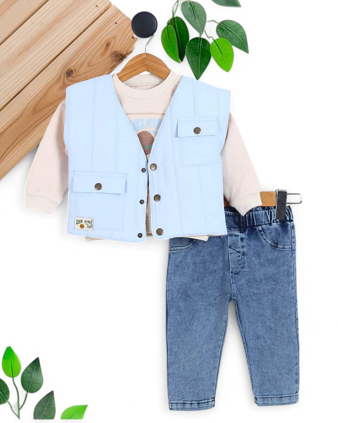 ERKEK ÇOCUK KOT PANTALONLU YELEKLİ MEVSİMLİK 1- 1 BUÇUK 2 YAŞ ŞIK BAYRAMLIK TAKIM R1600