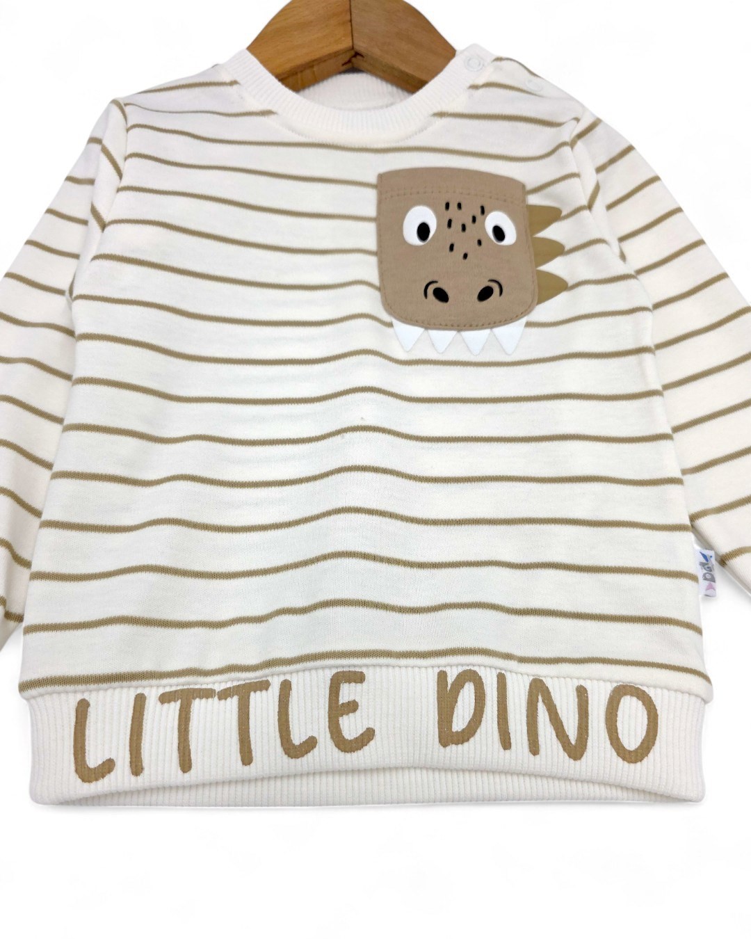 Erkek Bebek Mevsimlik Çizgili Bisiklet Yaka Uzun Kollu %100 Pamuk Bebek Takımı R639