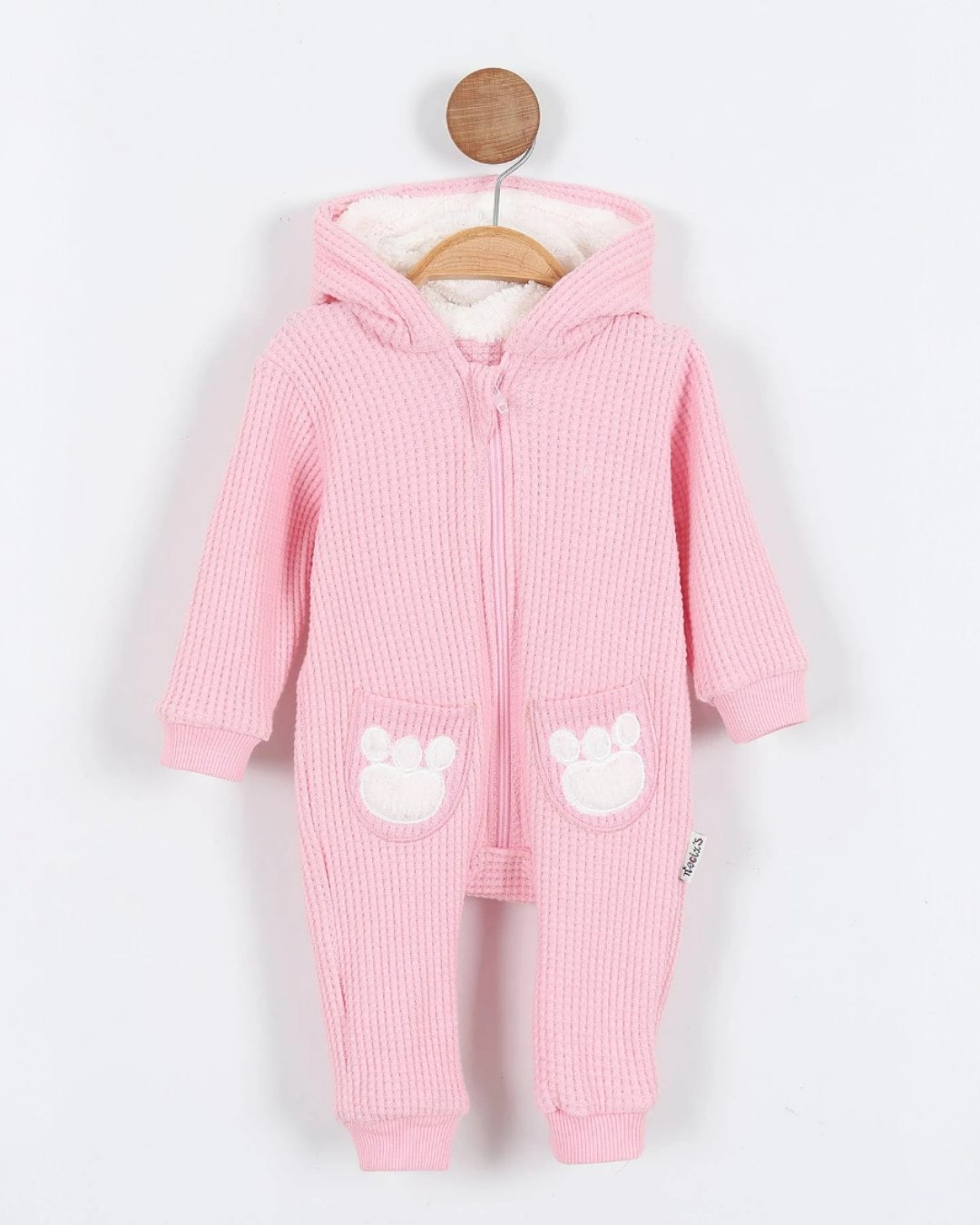 Kız Bebek Sydney Kumaş Kulak Detaylı Orta Kalınlıkta Fermuarlı Kışlık Tulum 6-9-12-18 Ay R1325