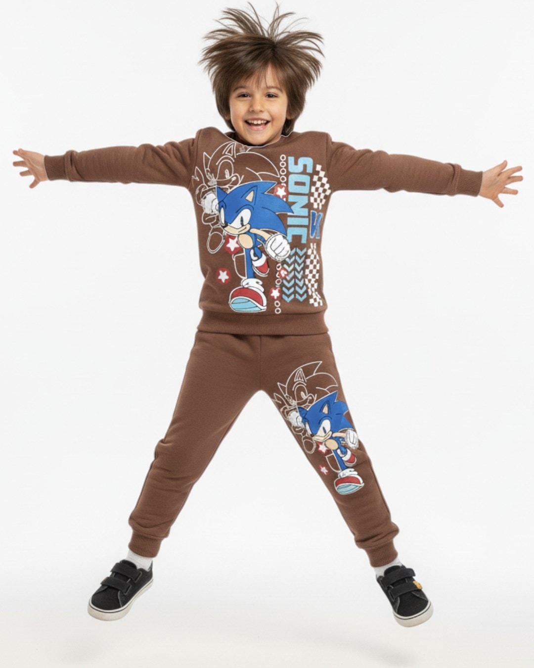 Sonic Baskılı Erkek Çocuk Mevsimlik İnce Eşofman Takımı l İnterlok Kumaş %100 Pamuklu l 2-10 Yaş l R2251