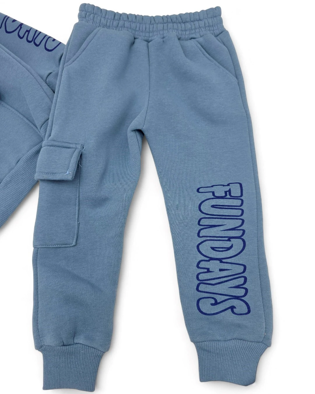 Erkek Çocuk Kışlık 3 İp Şardonlu Cep Detalı 2-10 Yaş Eşofman Takımı R2278