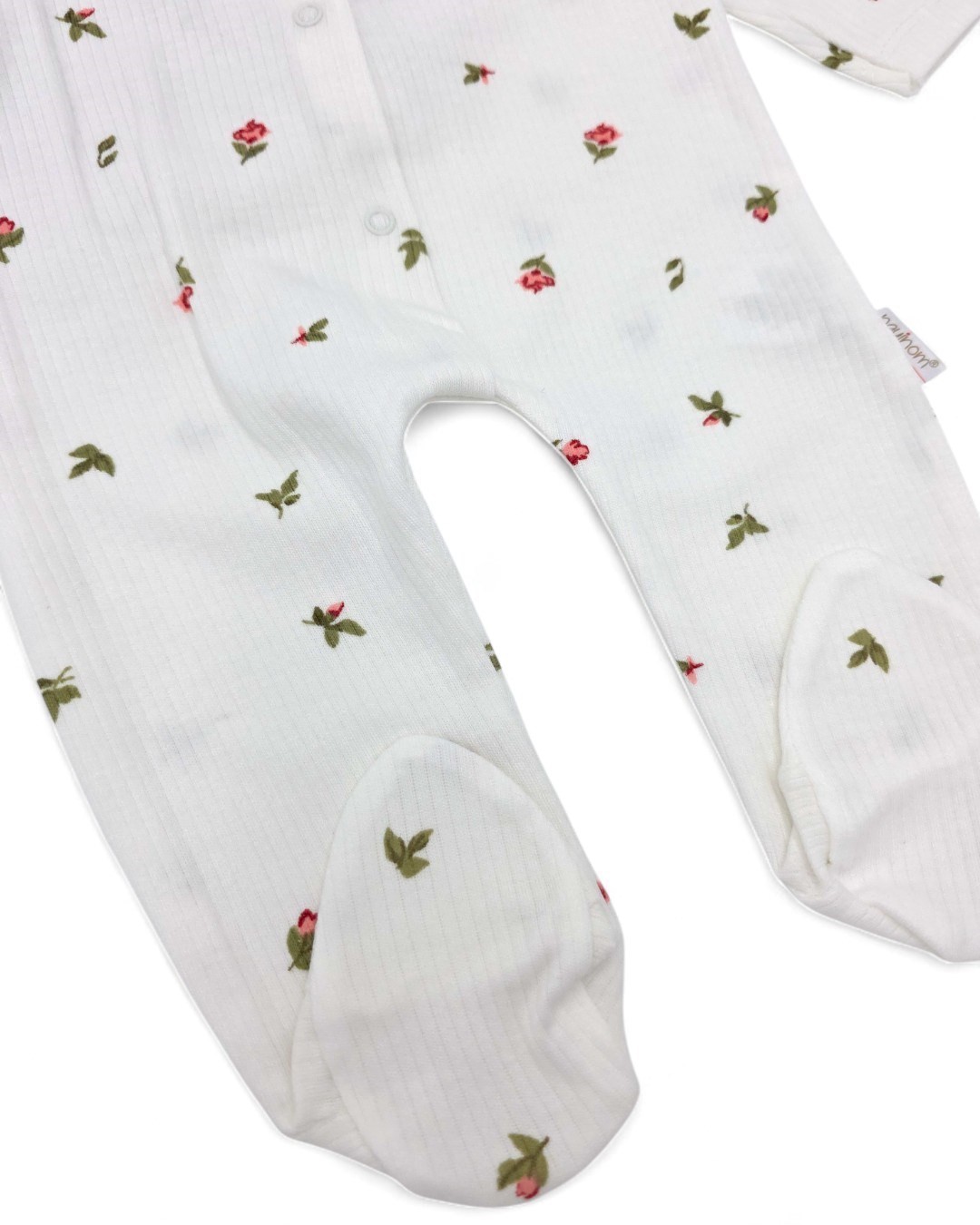 Kız Bebek Lale Baskılı Fitilli Patikli Mevsimlik 0-1-3-6 Ay Çıtçıtlı Tulum R2155