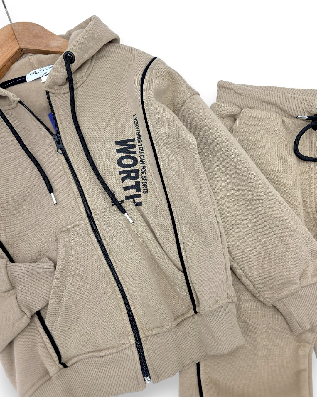 Erkek Çocuk Kışlık 3 İp Şardonlu Fermuarlı Ceketli 2'li Alt Üst Eşofman Takımı 6-13 Yaş R2412