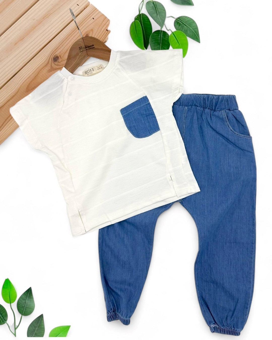 ERKEK ÇOCUK YAZLIK 2-3-4-5-6 YAŞ ŞALVAR MODEL KOT PANTALONLU ŞIK TAKIM R1843