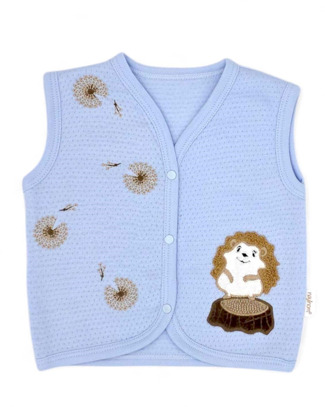 YENİ DOĞAN BEBEK 0-3-6-9-12 AY KİRPİ DETAYLI YELEK R1896 - AÇIK MAVİ