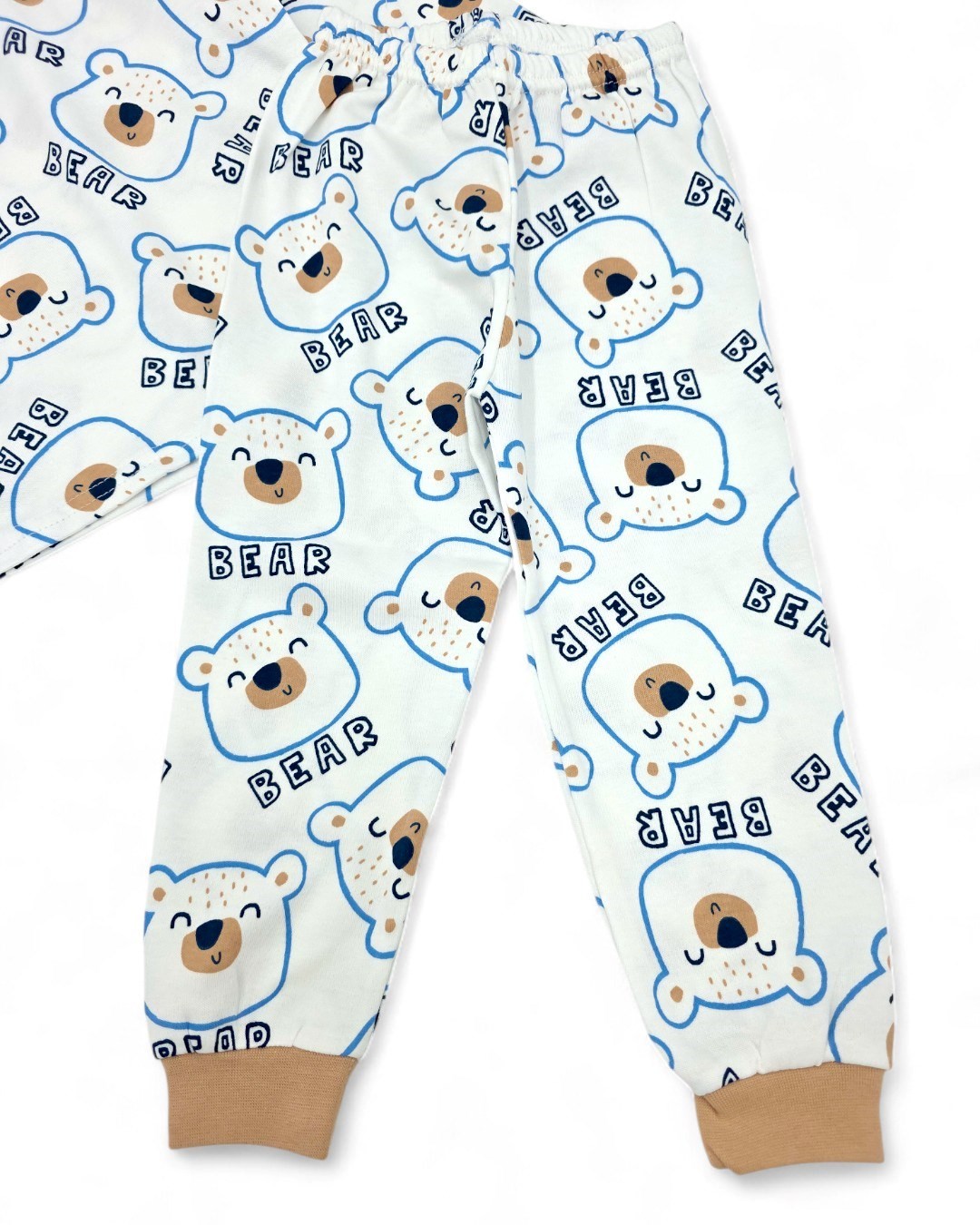 Erkek Bebek Mevsimlik Ayıcık Baskılı 3-24 Ay Gecelik Pijama Takımı ,%100 Pamuk R2180