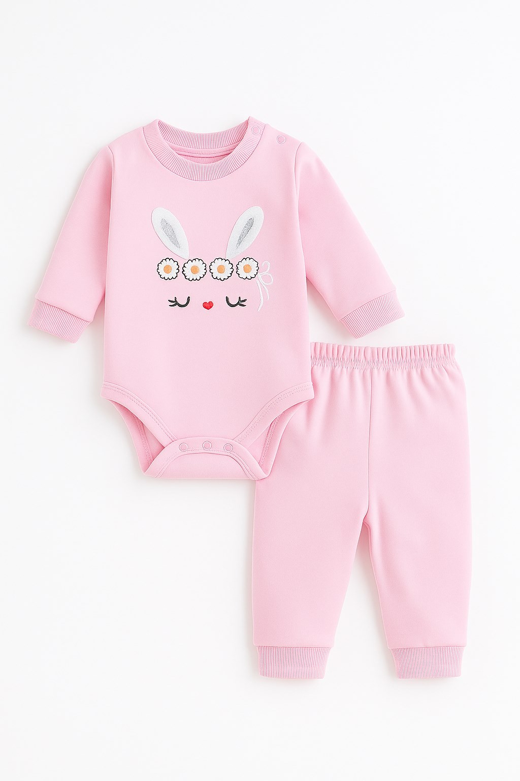 KIZ BEBEK KAPÜŞONLU TAVŞAN KULAKLI ÇİZGİLİ TAVŞAN BASKILI 3 PARÇA ZIBINLI ŞİRİN KIZ BEBEK TAKIM R335