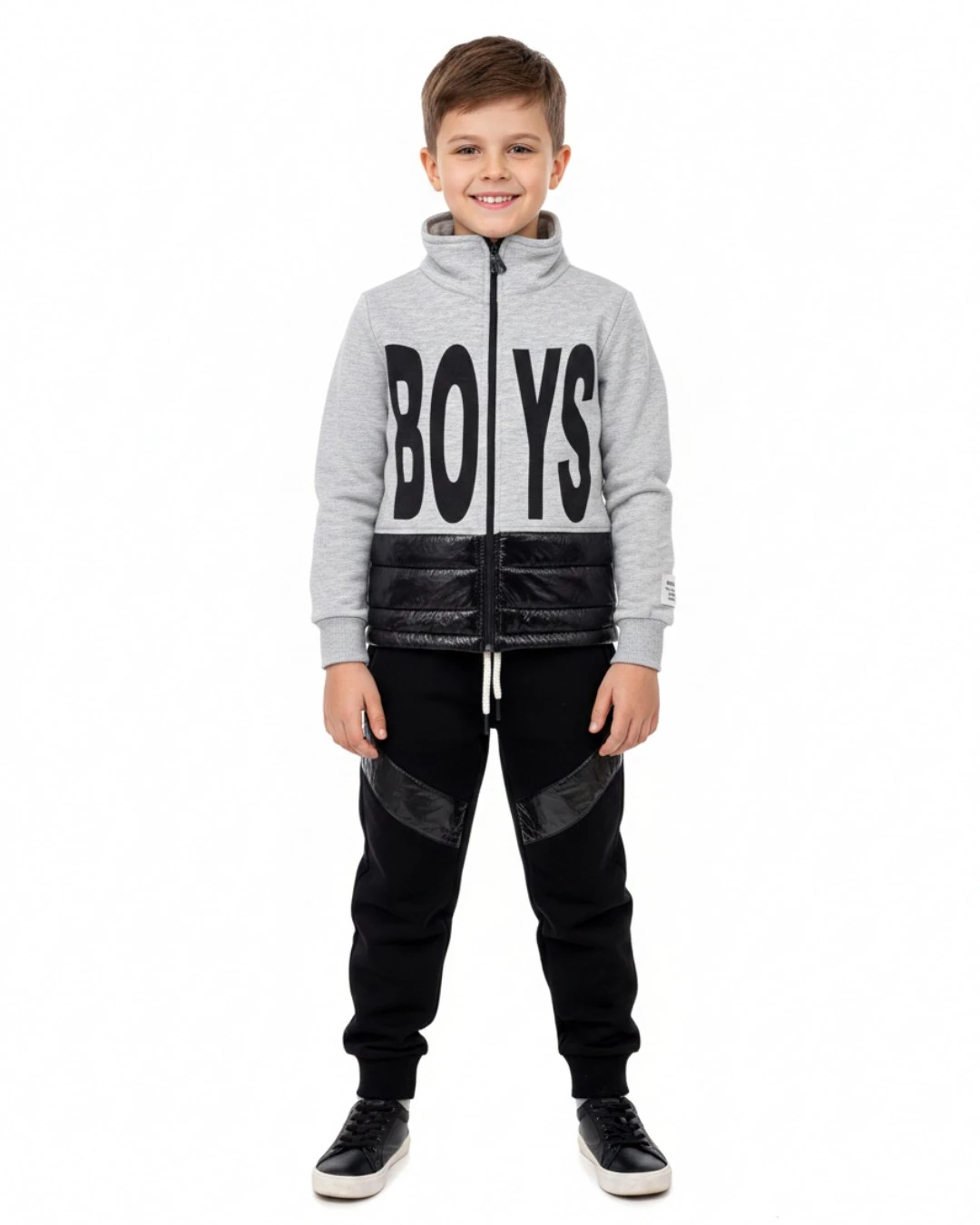 Erkek Çocuk Kışlık 3 İp Şardonlu Fermuarlı Ceketli 2'li Alt Üst Eşofman Takımı  6-13 Yaş R2411 