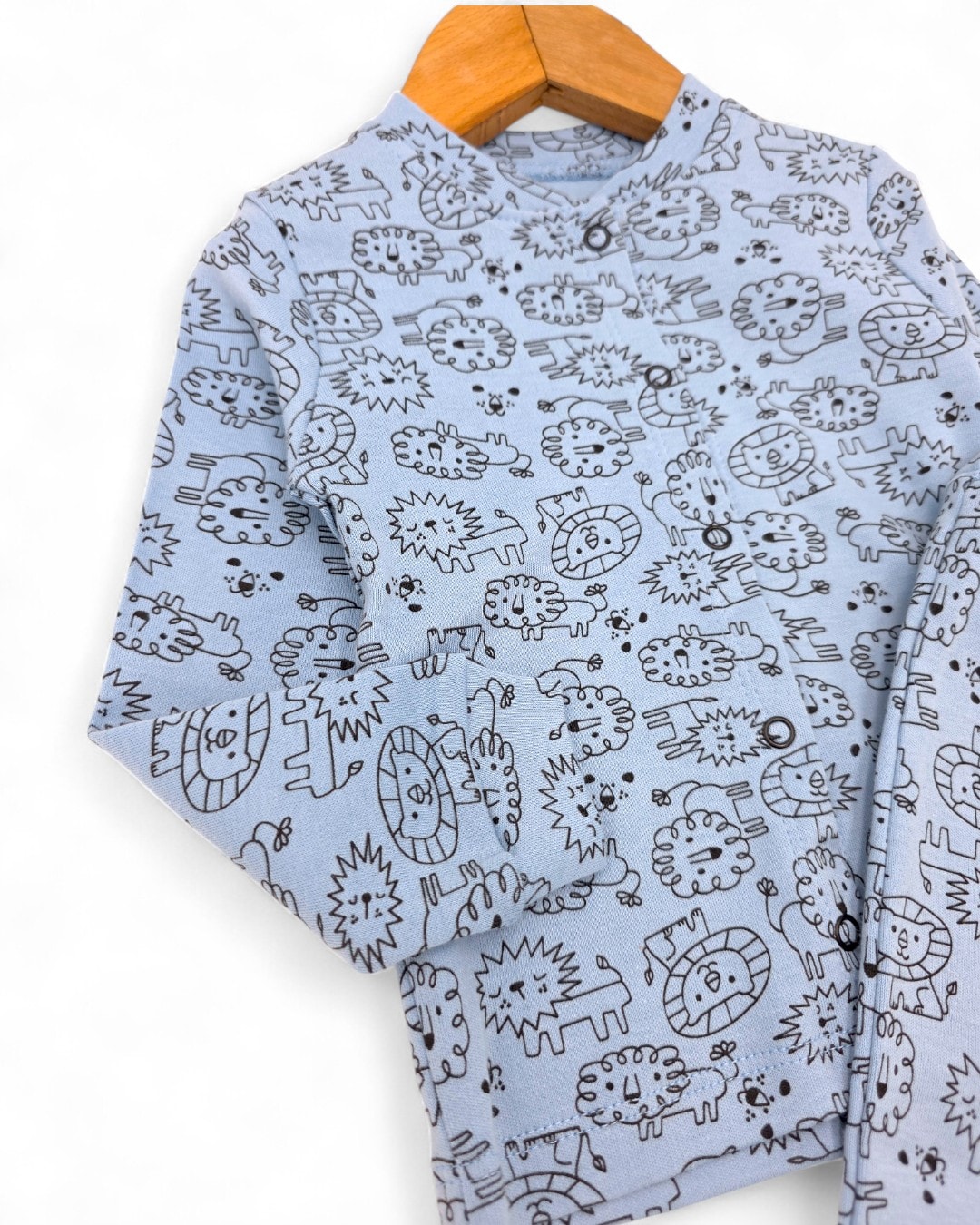 Erkek Bebek Yeni Doğan 3-6-9-12 Ay Çıtçıtlı %100 Pamuklu Gecelik Pijama Takımı R1053