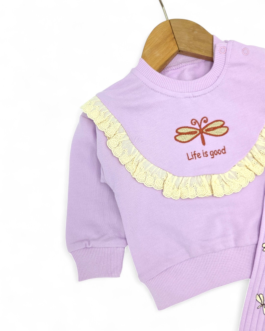 Kız Bebek Kelebek Nakışlı, Fitilli Taytlı, Fırfır Detaylı 6-9-12-18-24 Ay Şık Bebek Takımı R2071