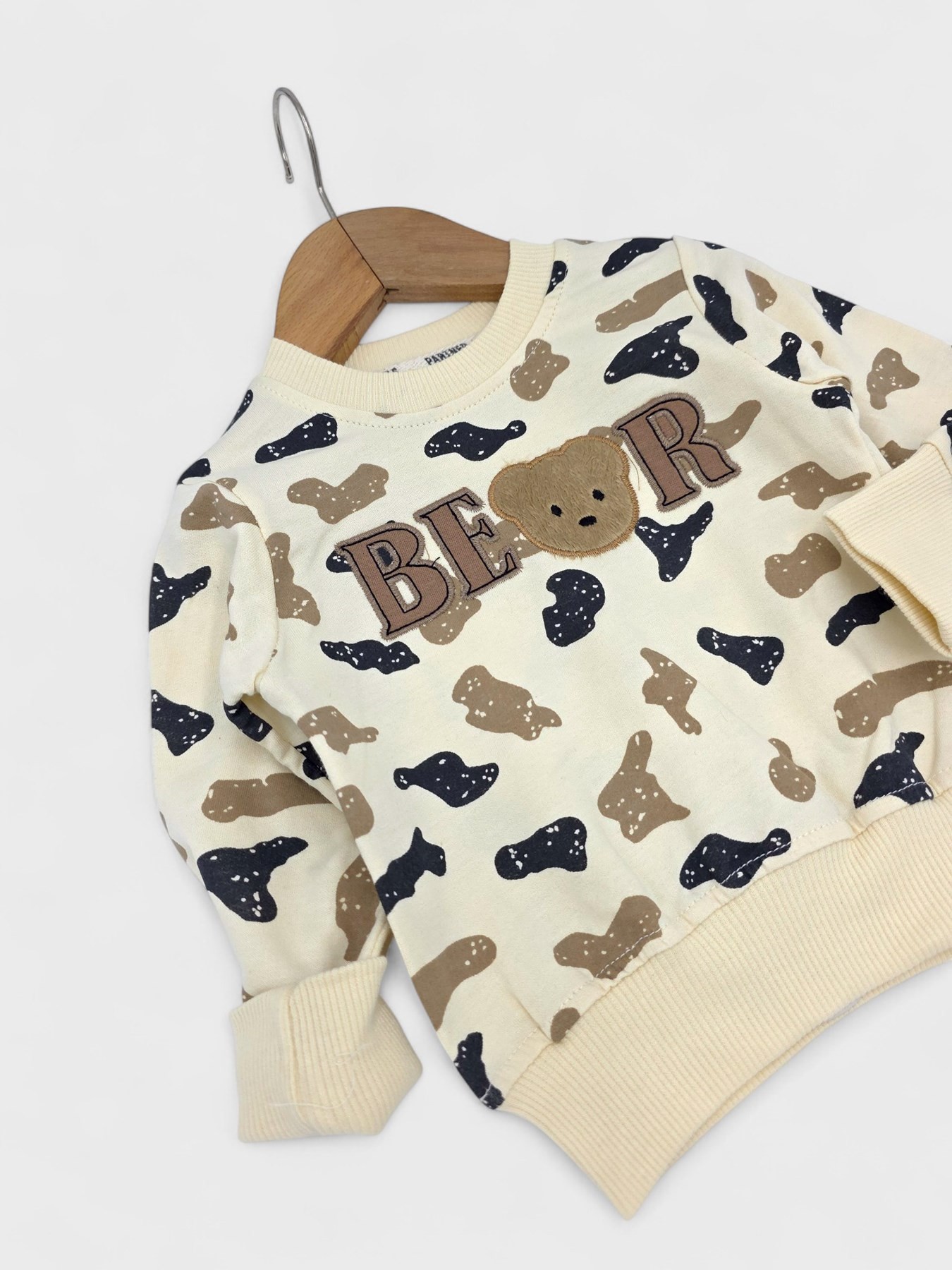 Erkek Bebek Bear Nakışlı Mevsimlik 2’li Takım - Uzun Kollu Sweatshirt ve Pantolon 6-24 Ay R1980
