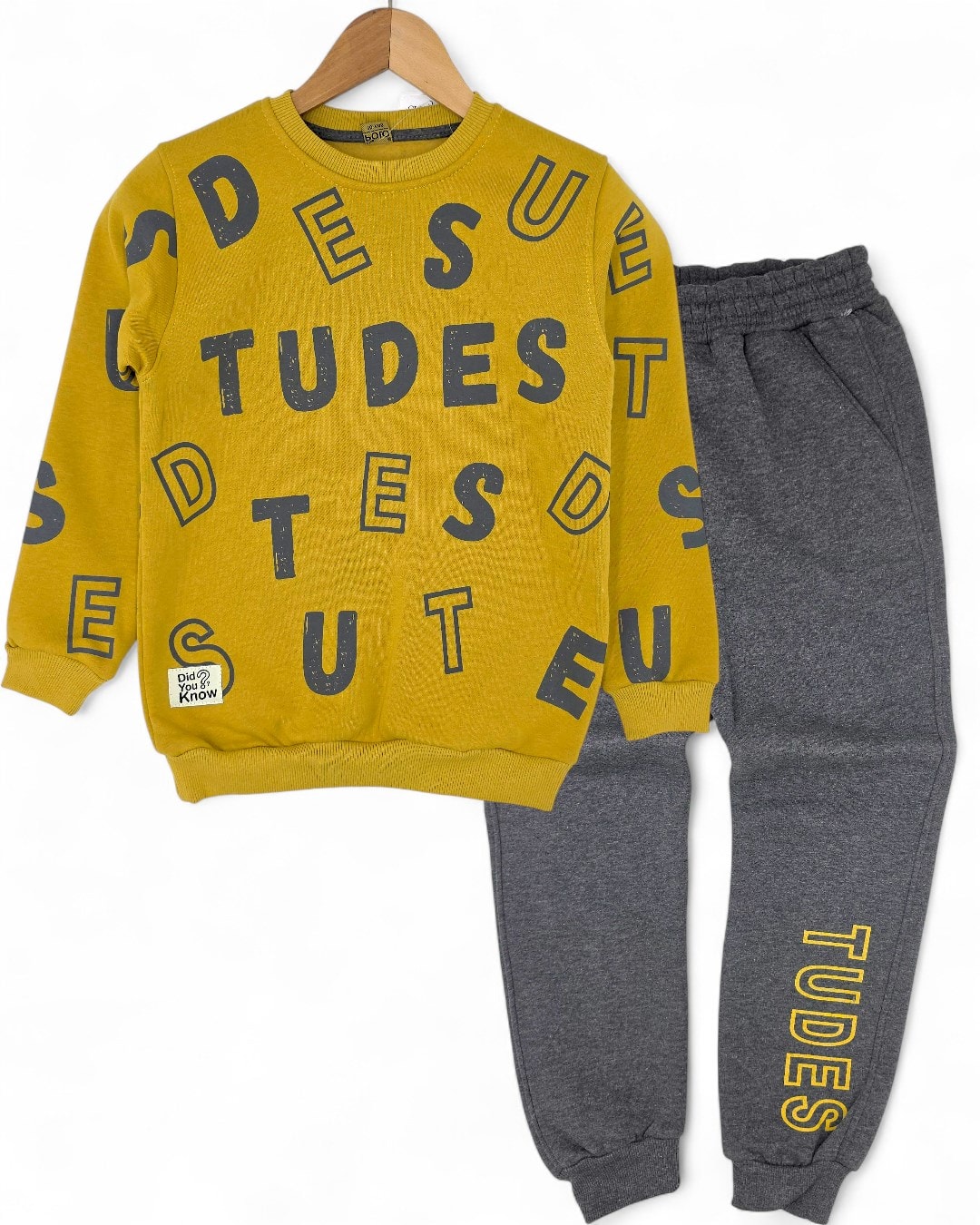 Erkek Çocuk Baskılı 3 İp Şardonlu Kışlık 6-7-8-9-10 Yaş Eşofmn Takımı / Sweatshirt ve Eşofman Altı R2279
