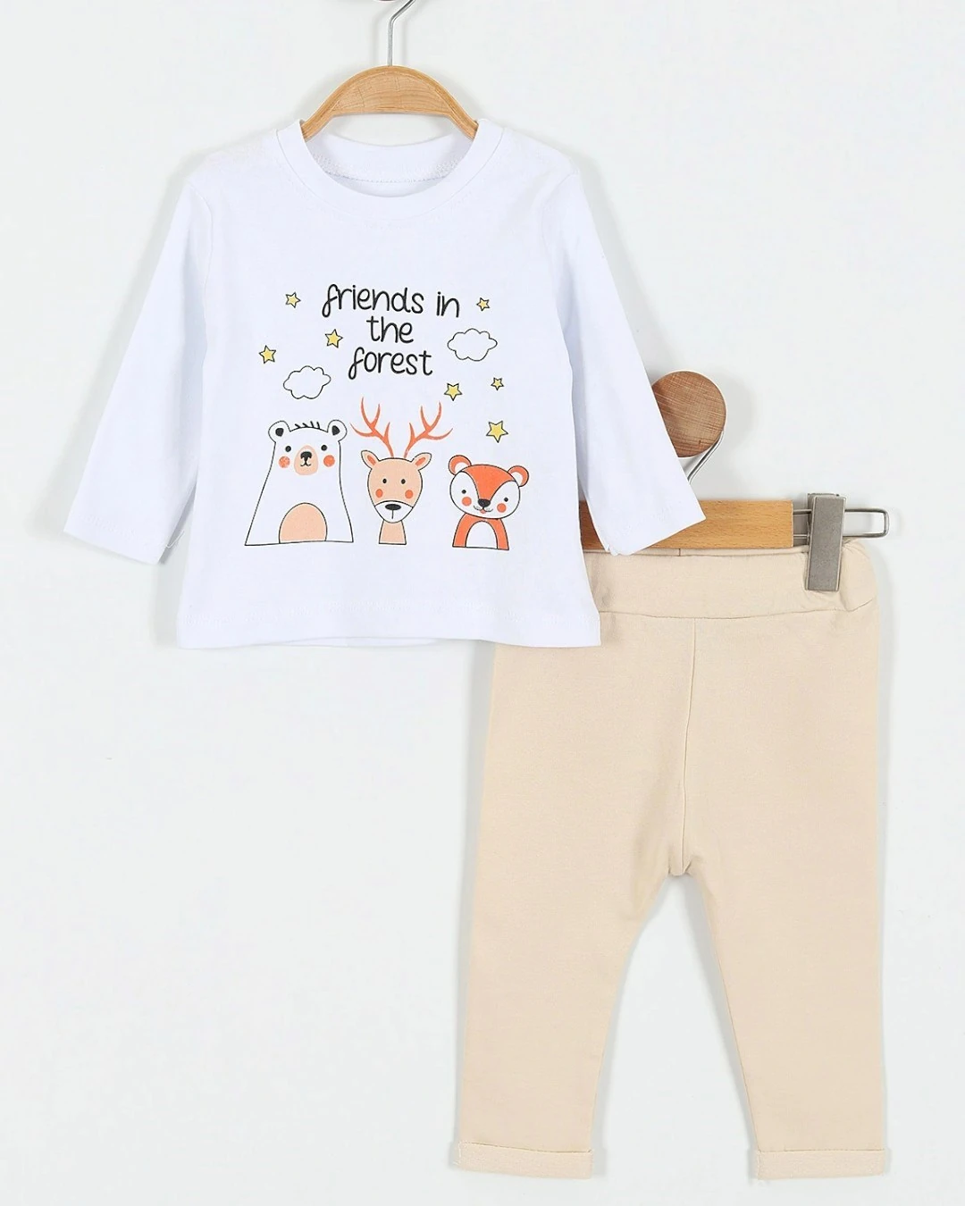 Erkek Bebek Mevsimlik 3-6-9-12-18 Aylık Hırkalı 3 Parça Alt Üst Takım R2229