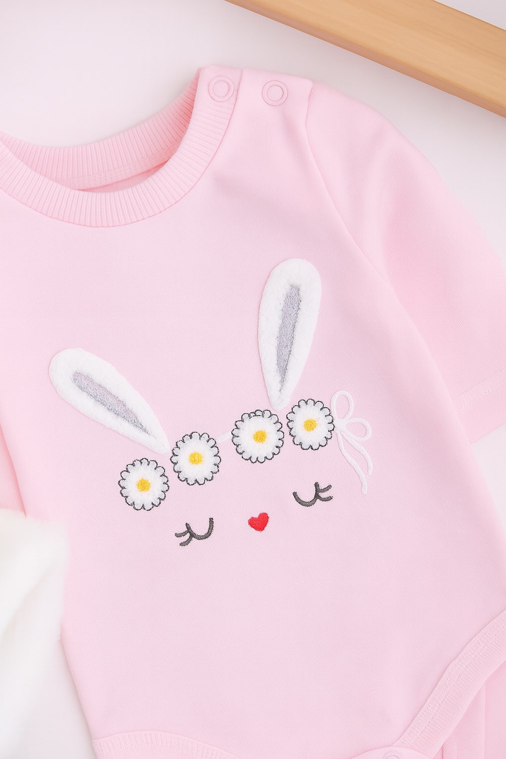 KIZ BEBEK KAPÜŞONLU TAVŞAN KULAKLI ÇİZGİLİ TAVŞAN BASKILI 3 PARÇA ZIBINLI ŞİRİN KIZ BEBEK TAKIM R335