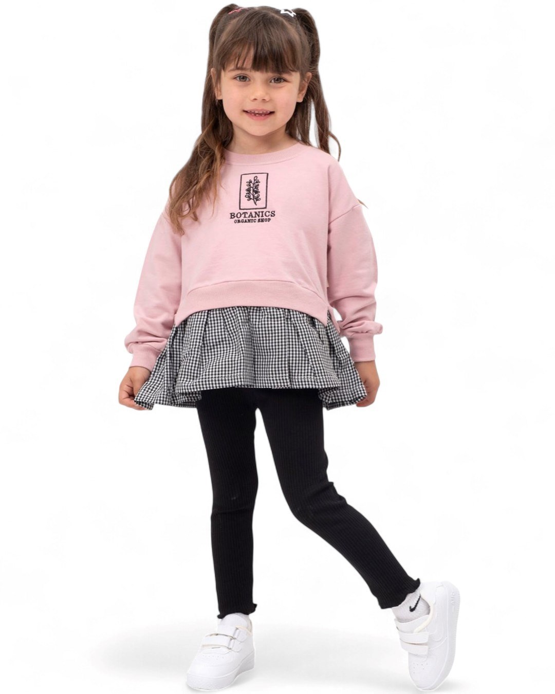 Kız Bebek Etek Eklemeli Taytlı Mevsimlik 2-3-4-5-6 Yaş Şık Alt Üst Takım R2066