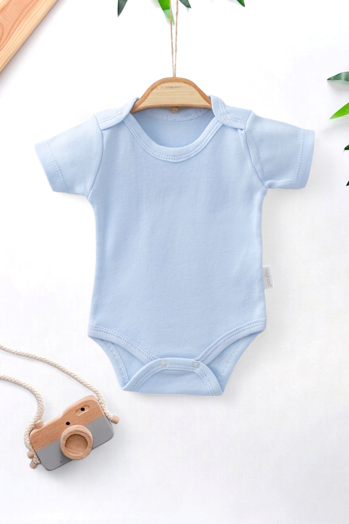 YARIM KOLLU DÜZ BASKISIZ BEBEK ÇITÇITLI BODY, ZIBIN, ATLET 0-3 YAŞ R1051 - MAVİ