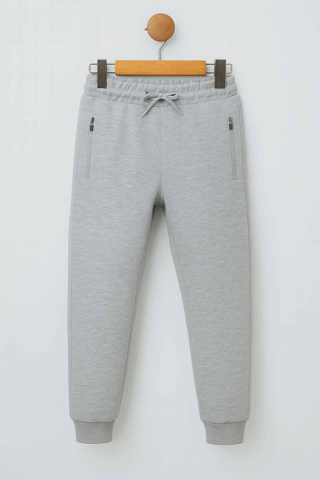Erkek Çocuk Pamuklu Jogger Eşofman Altı – Fermuarlı Cepli ve İpli | Okul İçin Rahat Spor Alt R1912 - GRİ