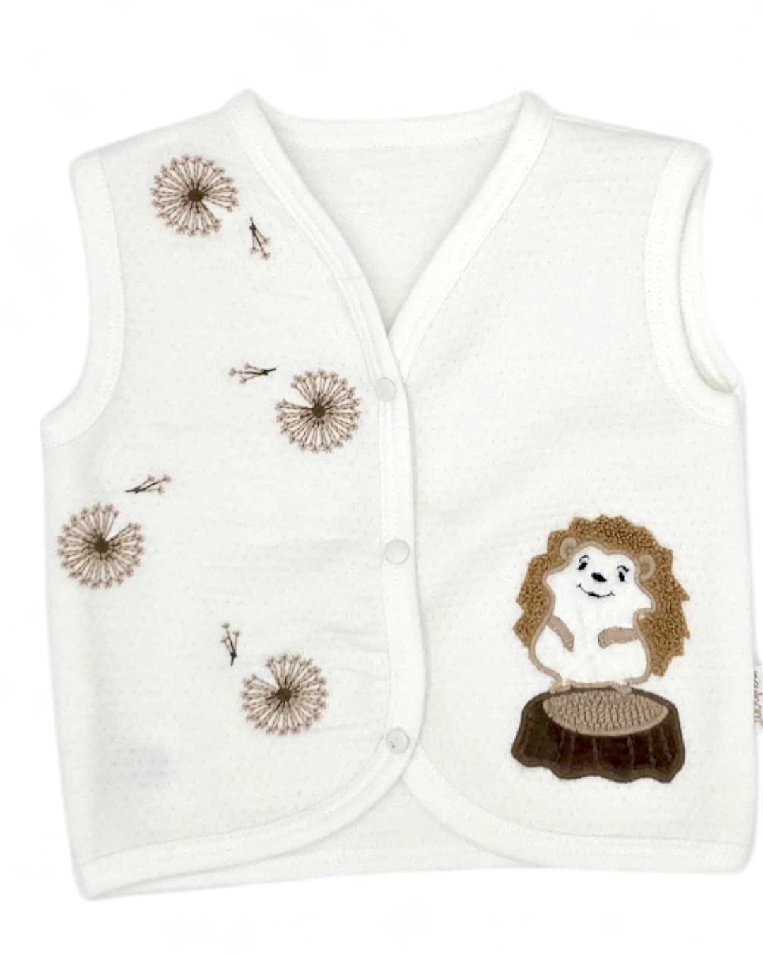 YENİ DOĞAN BEBEK 0-3-6-9-12 AY KİRPİ DETAYLI YELEK R1896 - EKRU