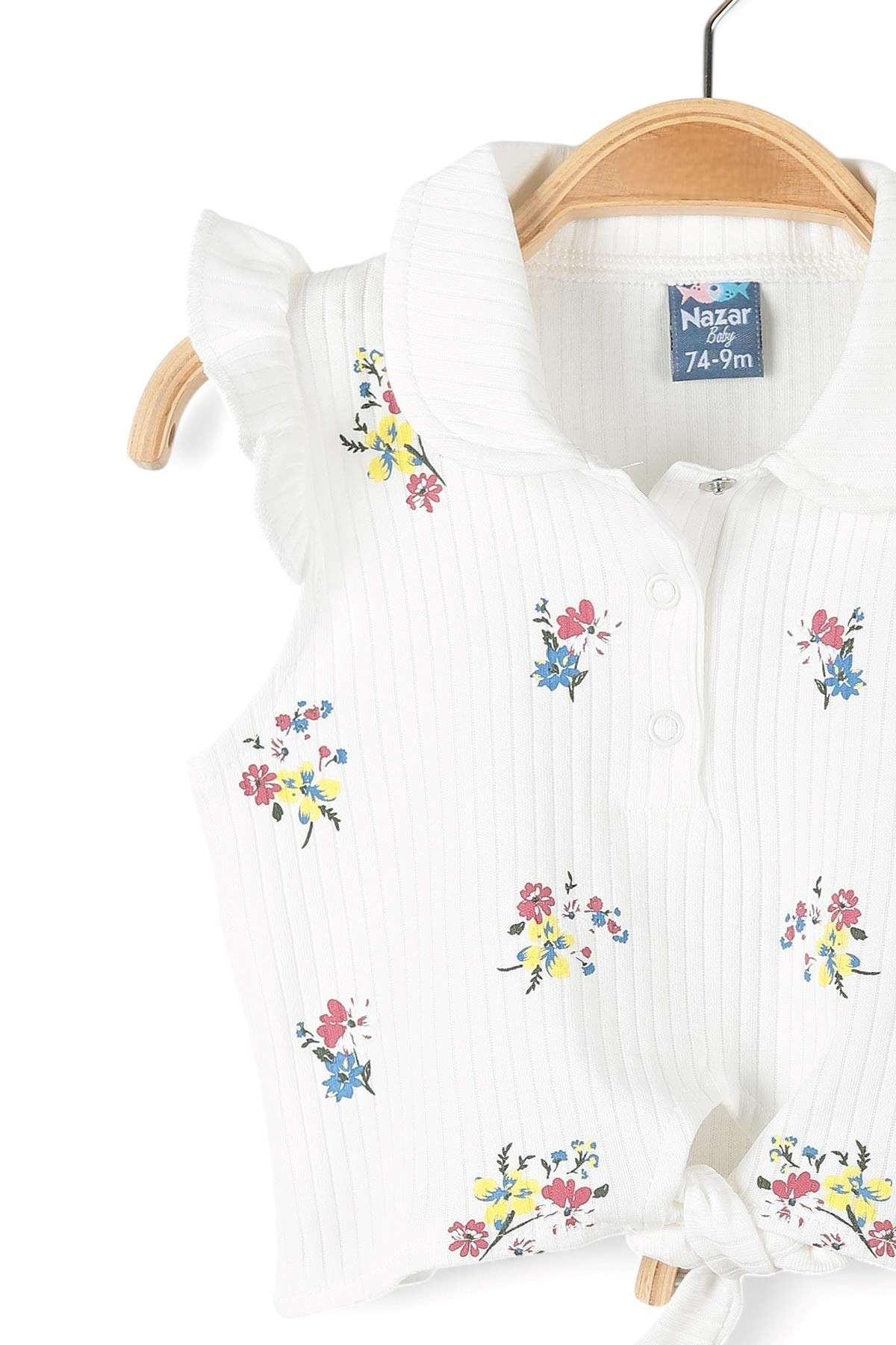 KIZ BEBEK YAZLIK ÇİÇEK BASKILI BLUZLU MÜSLİN ŞORTLU 6-9-12-18-24 AY KIZ BEBEK TAKIMI  R1698