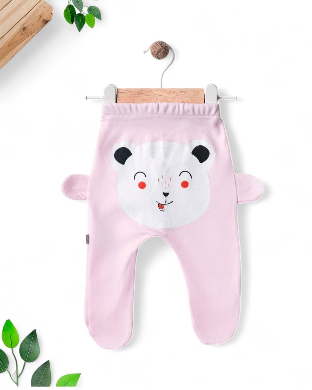 KIZ BEBEK PATİKLİ YENİ DOĞAN BASKILI MEVSİMLİK İNTERLOK 0-3-6-9-12 AY TEK ALT PİJAMA  TA19 - PEMBE
