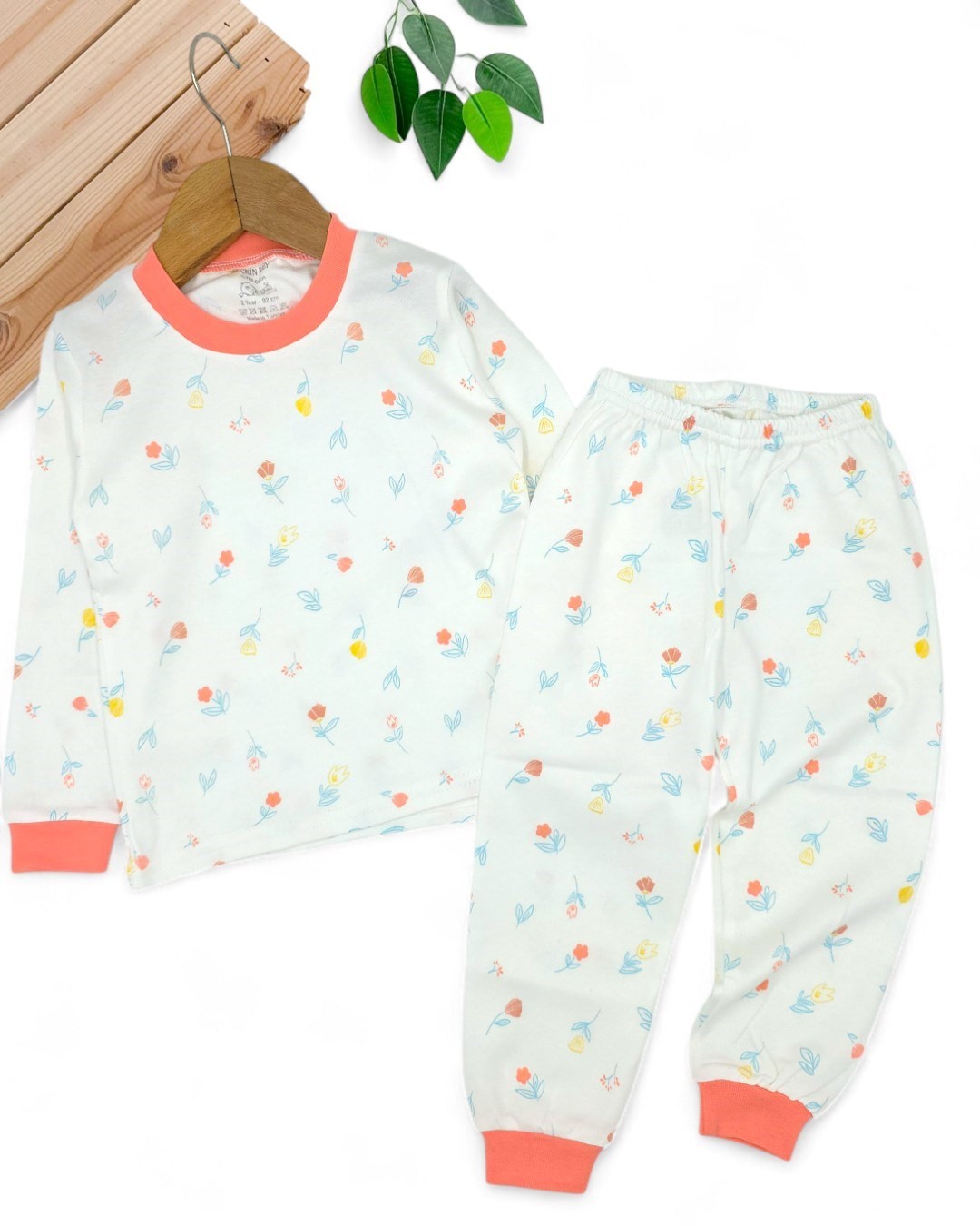 Kız Bebek Mevsimlik Çiçek Baskılı 3-24 Ay Gecelik Pijama Takımı ,%100 Pamuk R2180
