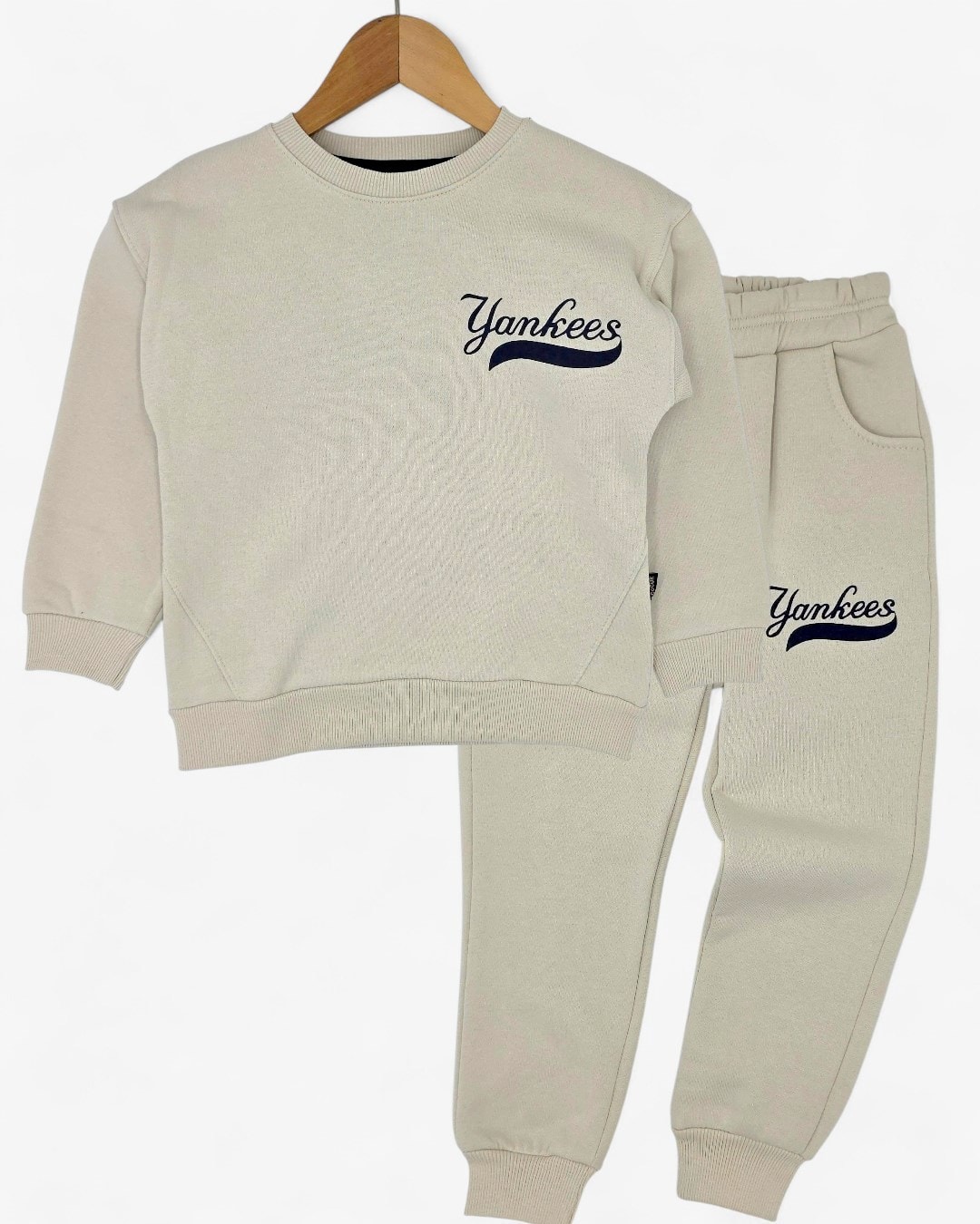 Yankees Baskılı Kışlık Erkek Çocuk Eşofman Takımı | 5-9 Yaş 3 İplik Şardonlu Sweatshirt & Alt R2217