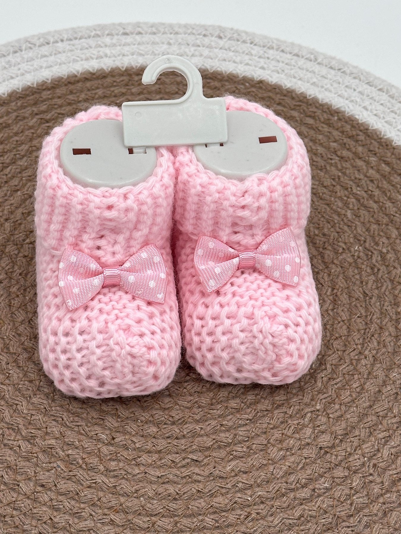 Yeni Doğan Bebek Örme Triko Bebek Patiği / Panduf Px9 - PEMBE
