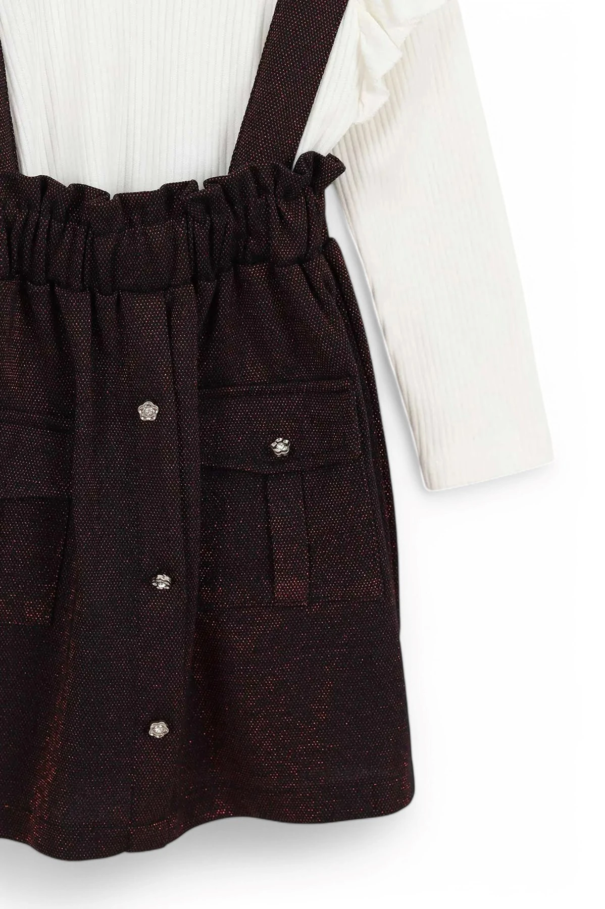 KIZ ÇOCUK 3-4-5-6 YAŞ SİMLİ ASKI DETAYLI CEPLİ ETEKLİ BADİLİ 2'Lİ ŞIK ELBİSE R1590