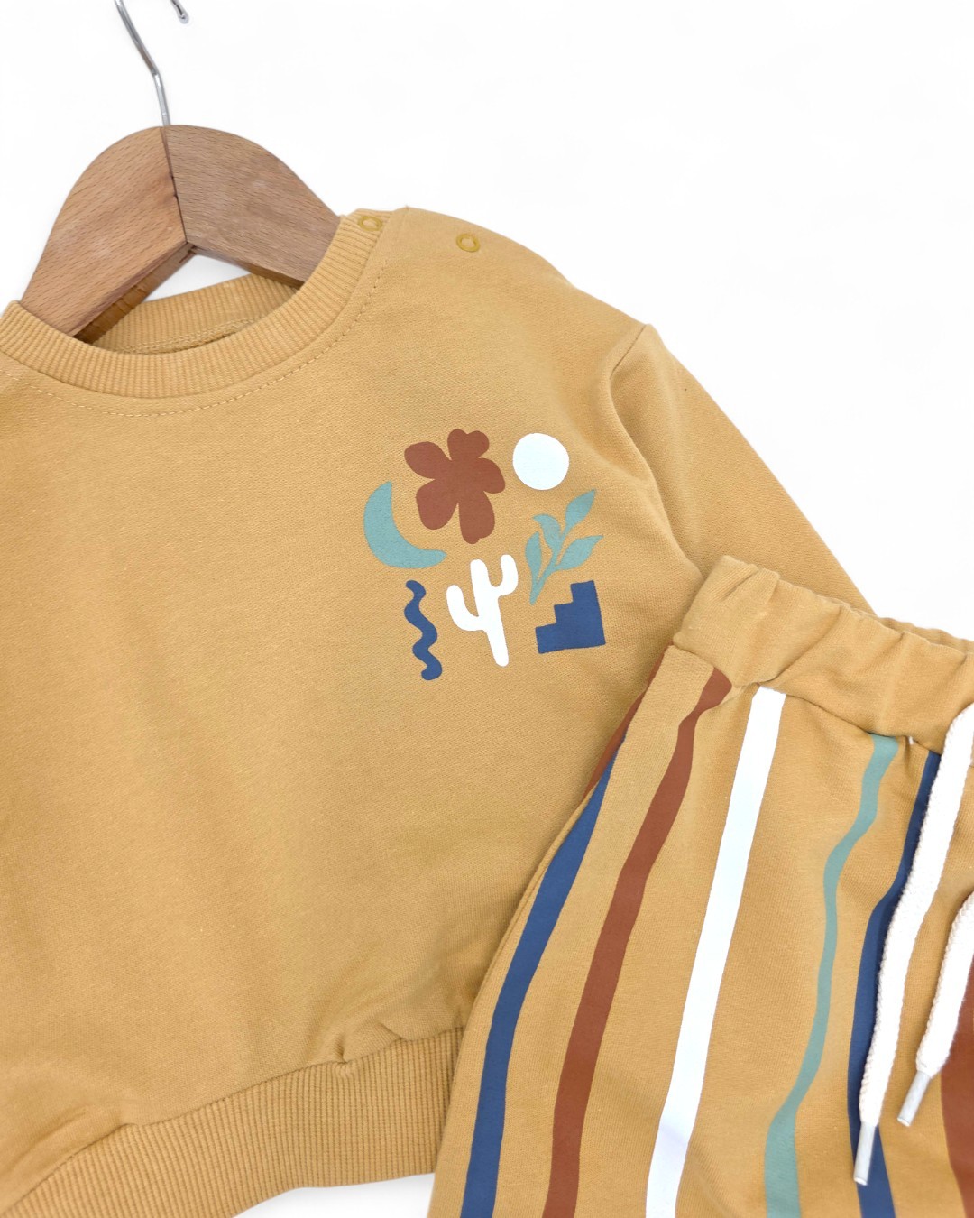 Erkek Bebek Mevsimlil Baskılı Sweatshirt, Çizgili Altlı 6-9-12-18-24 Ay 2'li Alt Üst Takım R2104