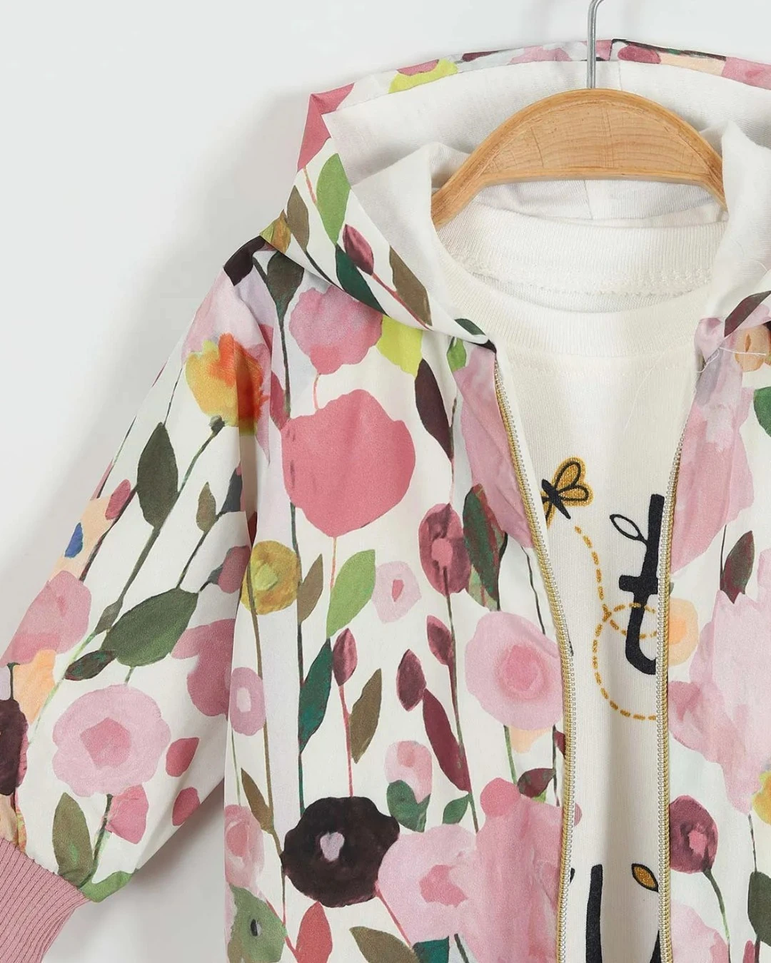 Kız Bebek Yağmurluklu Kapüşonlu, 3 Parça Mevsimlik Alt Üst Takım l 3-6-9-12-18 Ay R2227