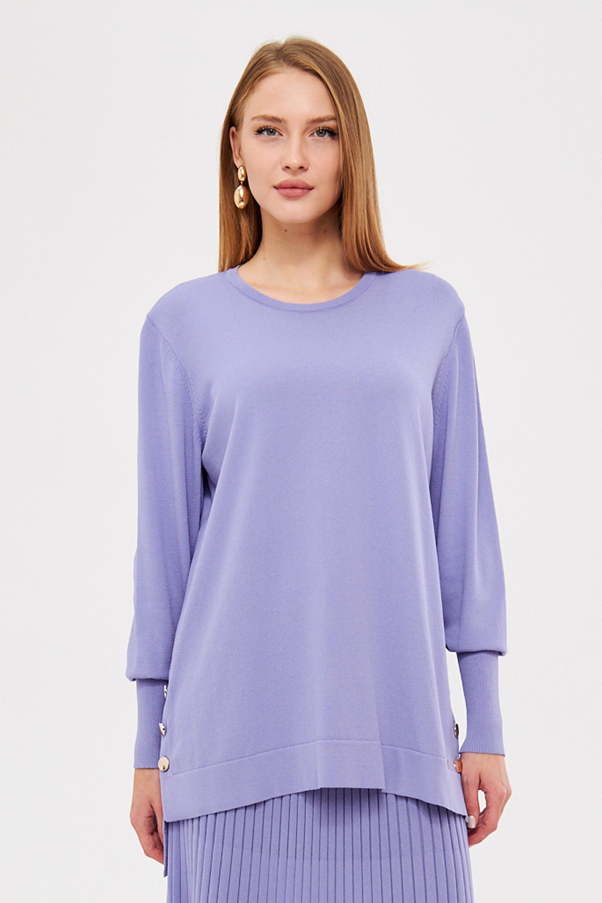 Triko Rayon Soğuk İplik Asmin Tunik - Lila