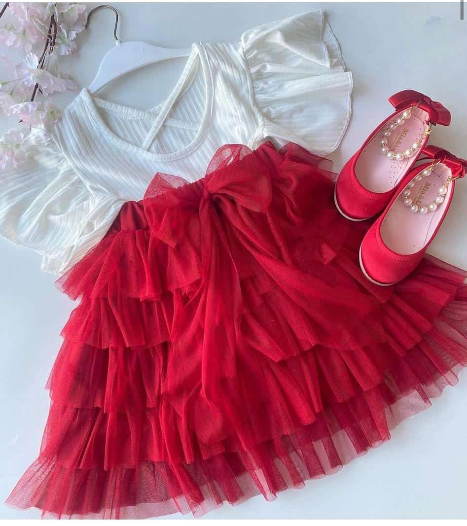 Kız Çocuk Kat Kat Etekli Kombin