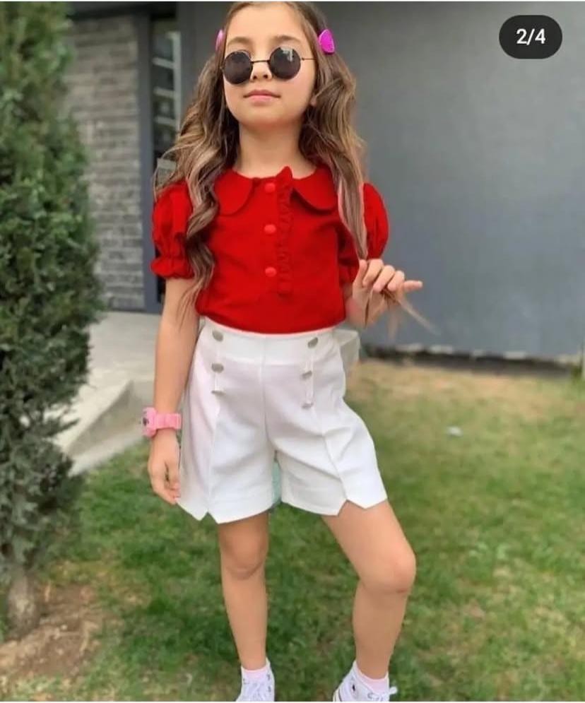 Kız Çocuk Gömlek Şort Kombin 