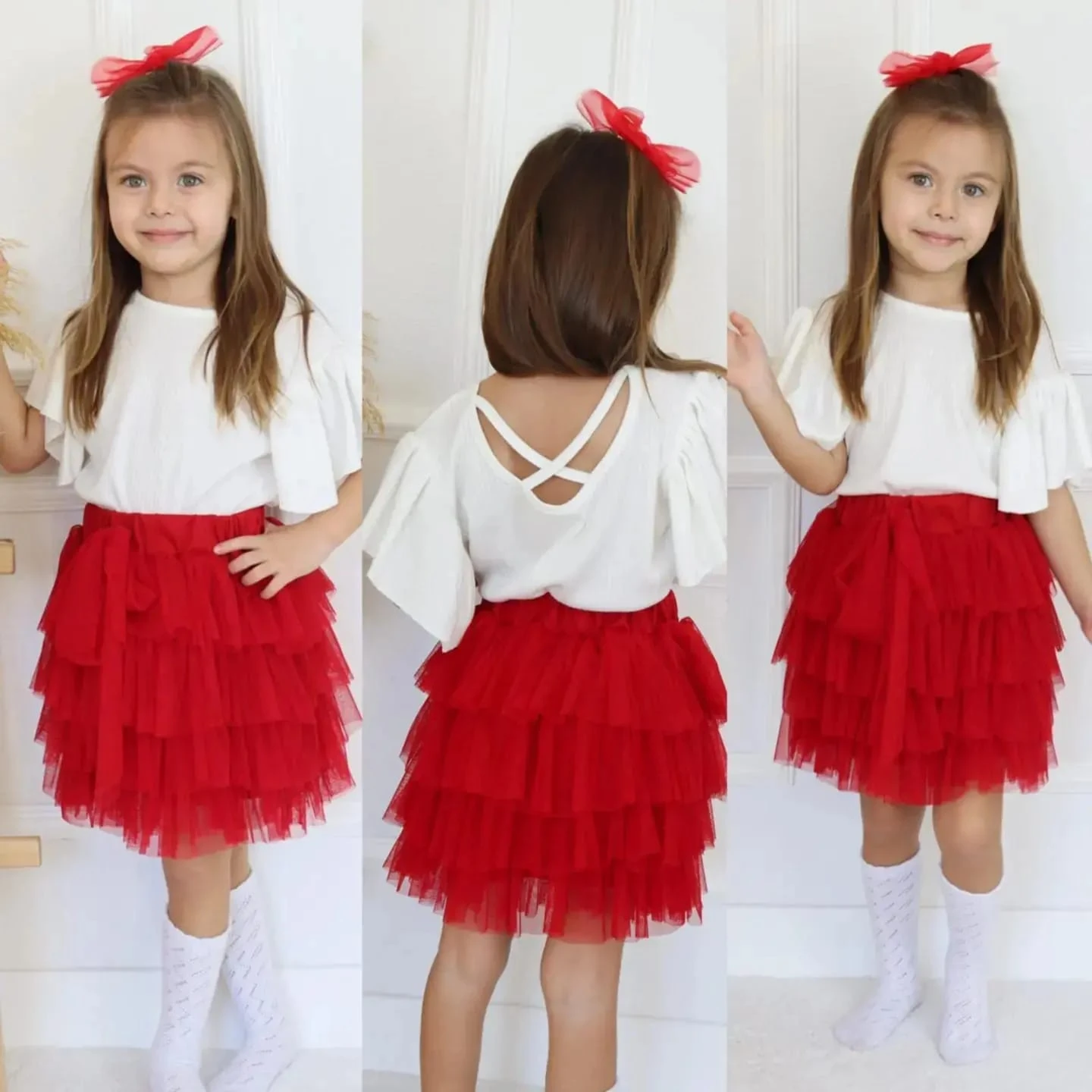 Kız Çocuk Kat Kat Etekli Kombin