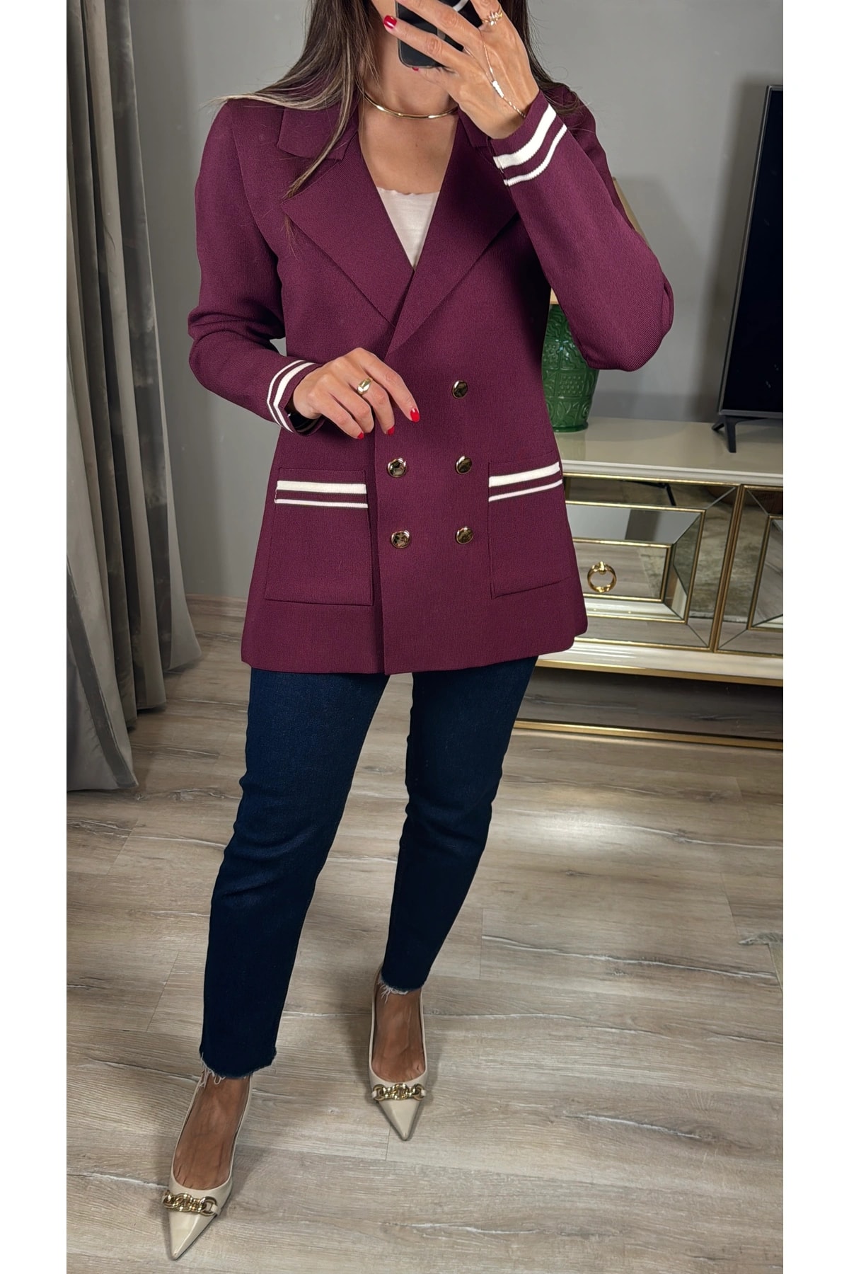 Çelik Örme Kruvaze Blazer Hırka