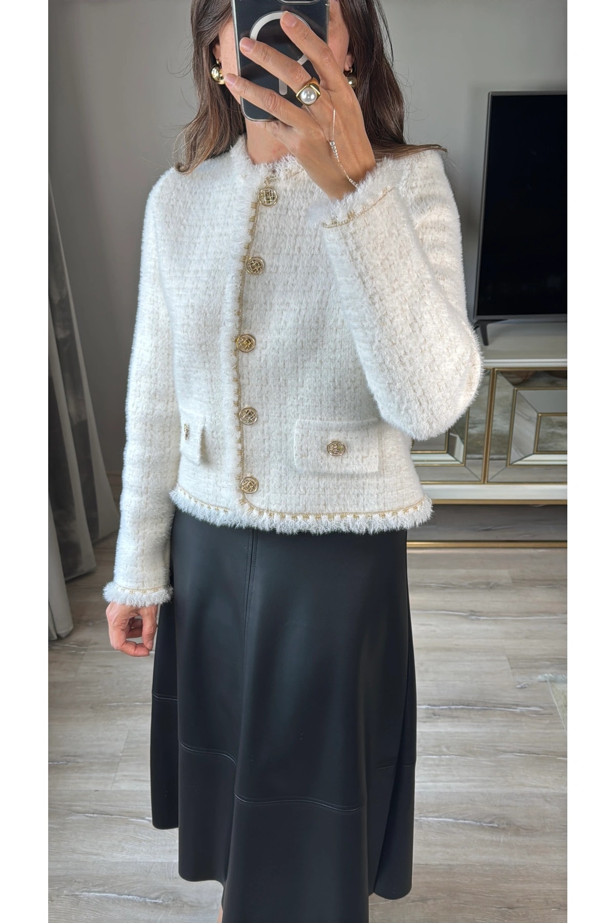 Sim ve Püskül Detaylı Triko Hırka Ceket