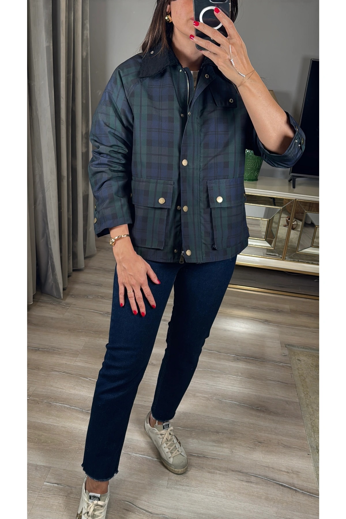 Kadife Yaka Ekose Ceket