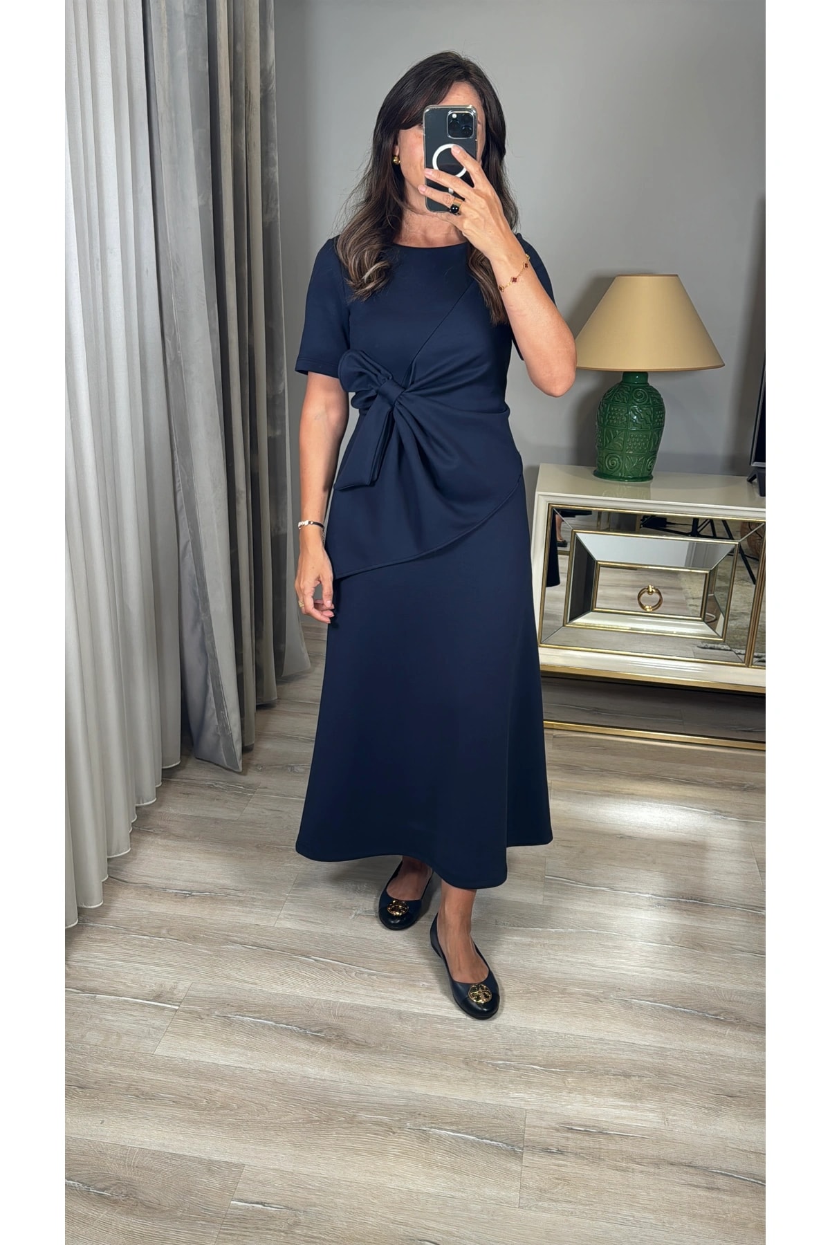 Fiyonklu Midi Modal Elbise