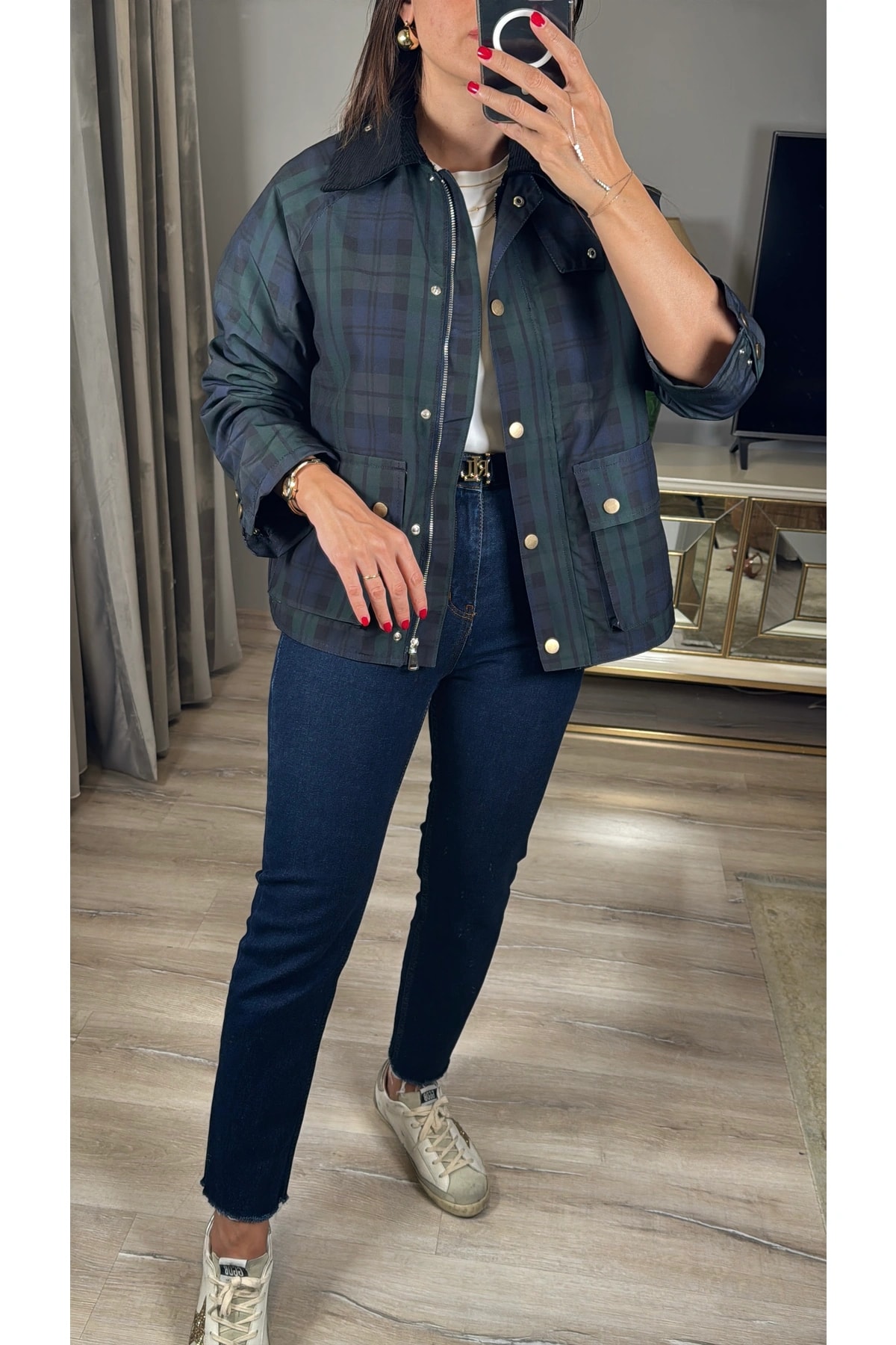 Kadife Yaka Ekose Ceket