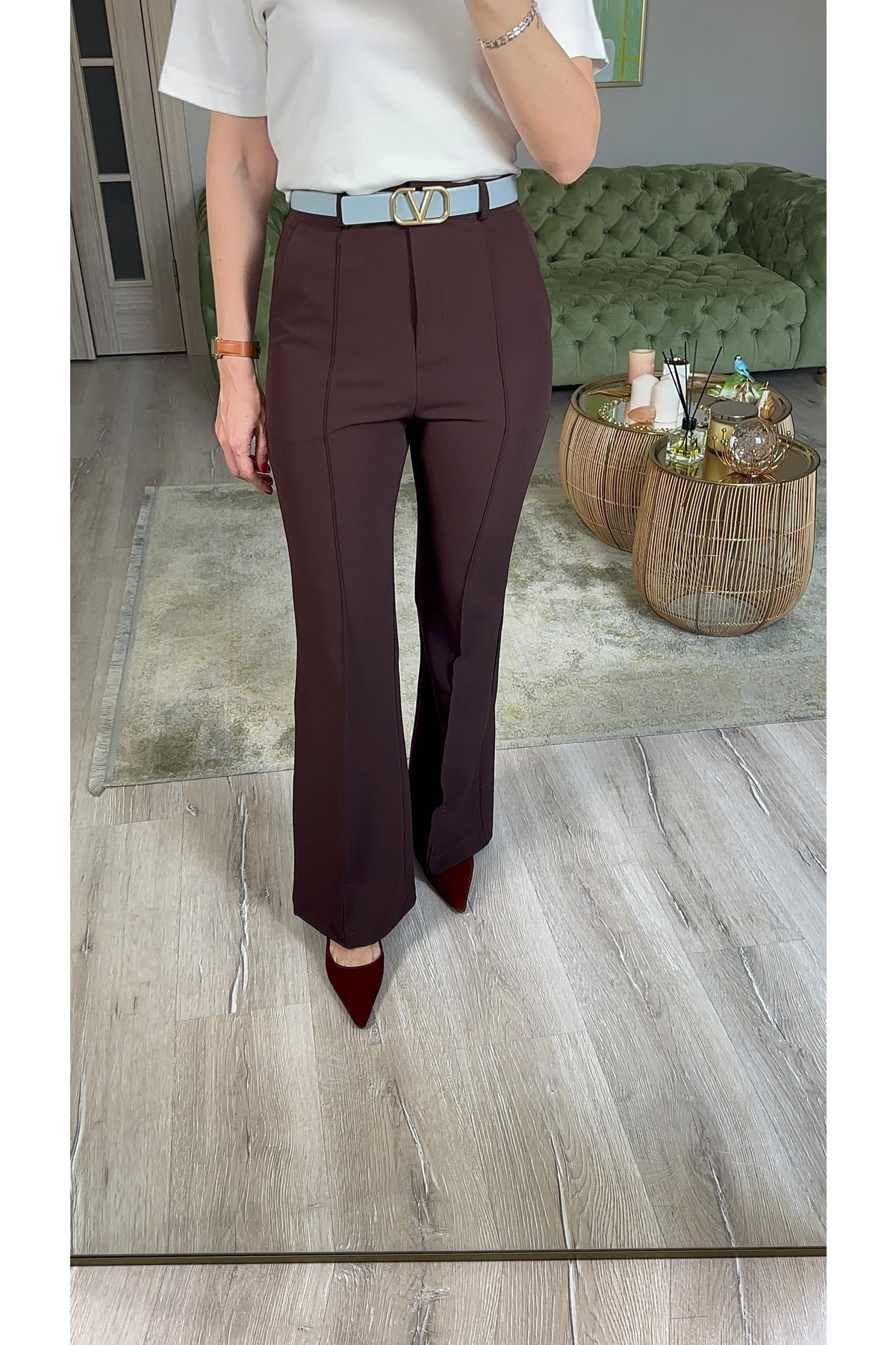 Önden Dikişli İspanyol Paça Kumaş Pantolon