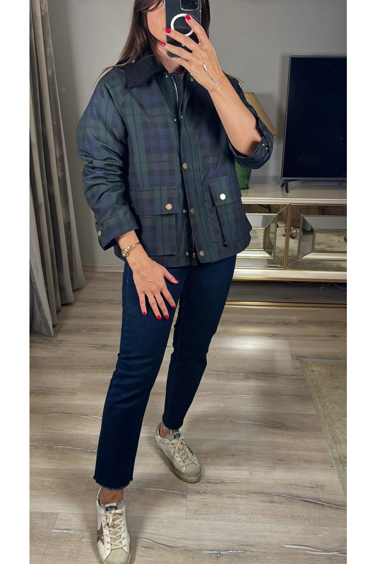 Kadife Yaka Ekose Ceket